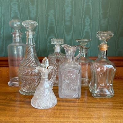 Assorted Vintage Glass Decanters & Pitchers