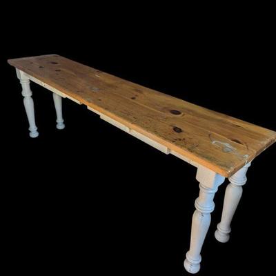 Rustic Wooden Farmhouse Table with 2 Drawers