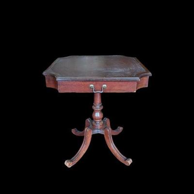 Antique Regency Style Leather Top Mahogany Side Table
