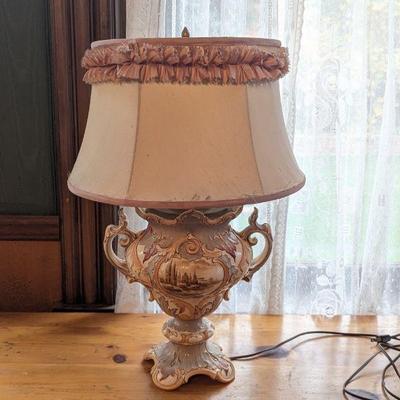 Vintage Hand Painted Porcelain Table Lamp, Possibly Capodimonte