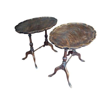 Lot #82 -  Antique Carved Wood Tea Tables