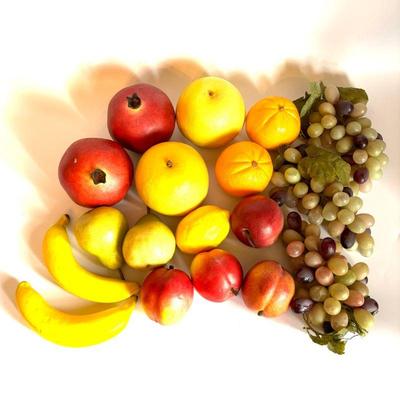 Assorted Artificial Fruit Lot - Pomegranates, Apples, Pears, Bananas, Oranges & Grapes.