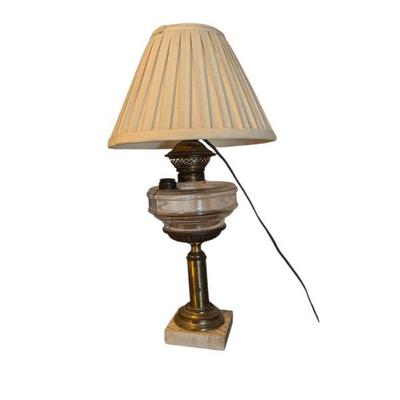 Lot #116 - Antique Lantern Style Table Lamp with Pleated Shade