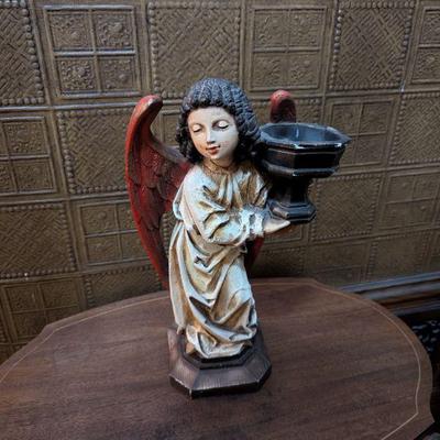 Vintage 1970s Decorative Angel Figurine with Candle Holder