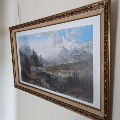 Lot #103 - Framed Colorado Mountain Landscape Print, Library Commission of the City & County of Denver, with Ornate Gold Frame