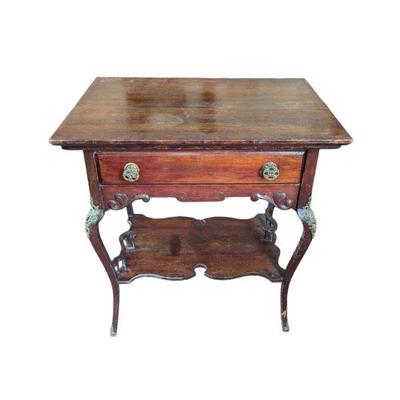 Lot #97 -  Antique Console Side Table with Drawer and Decorative Legs