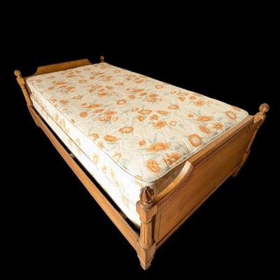 Lot #100 - Antique Wooden Twin Bed Frame with Vintage Mattress