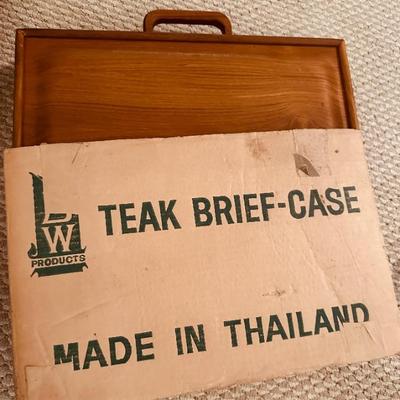 Vintage Teak briefcase with original box