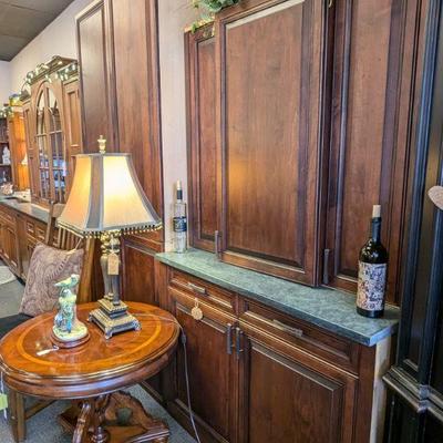 Matching 3 Piece Butler Pantry Cabinets 42" Upper, Stone Countertop and Base Cabinet 