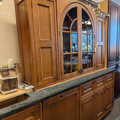 Amazing upper Lighted Cabinet with Arched Glass Display Cabinet (can be used as Hutch with a Separate Base Cabinet).  Integrated  Bosch...