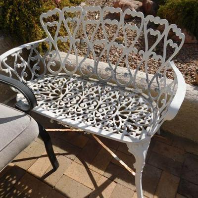 Vintage Victorian Cast Aluminum Patio Loveseat
