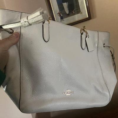Coach White Pebble Leather