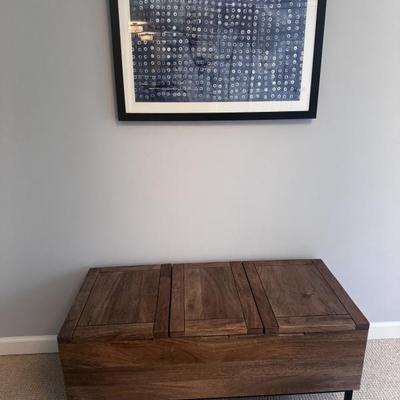 Pottery Barn artwork and coffee table with storage