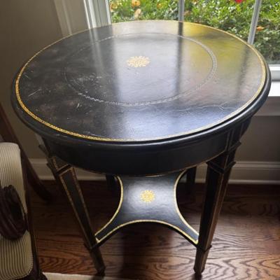 Lillian August Black/Gold Lacquer 2 tier side table