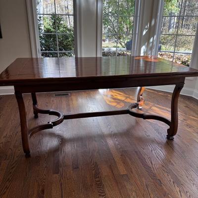 Maitlind Smith Expandable - Self-Storage Dining Table with six ladder back chairs with rush seats