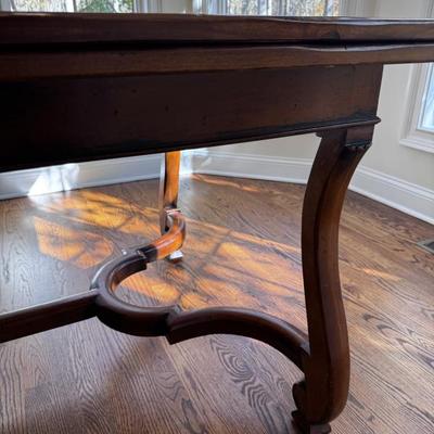 Maitlind Smith Expandable - Self-Storage Dining Table with six ladder back chairs with rush seats