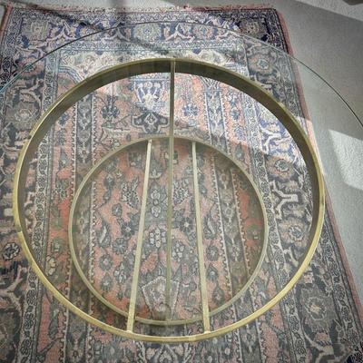 Milo Baughman-style vintage brass coffee table