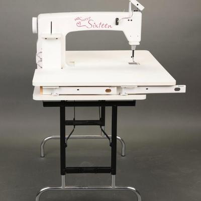 HQ Sweet Sixteen Quilting Sewing Machine with portable table & accessories