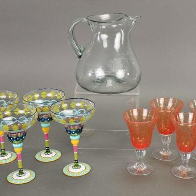 Margarita painted glasses & Orange French goblets