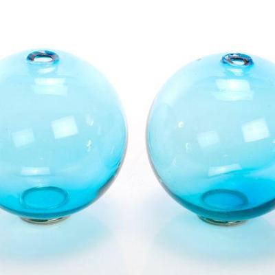 Blue glass vases