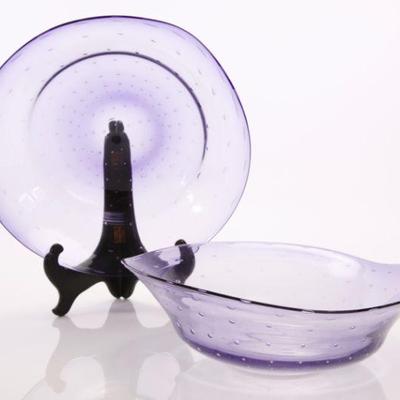 Trapped bubble art glass bowls