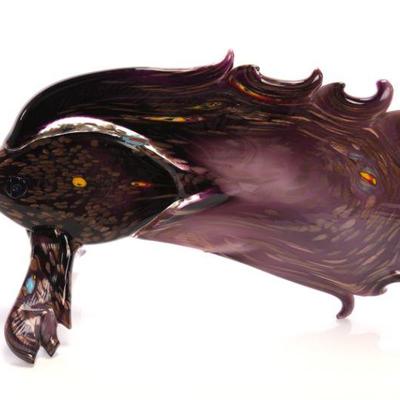Verglas large French art glass fish