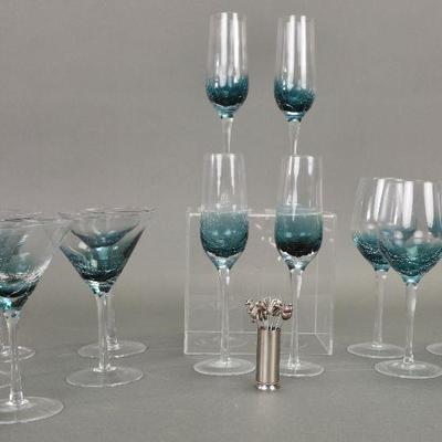 Halawaka Blue crackle glasses