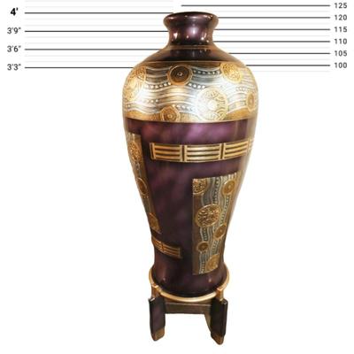 4 ft tall purple Post-Modern vase on stand