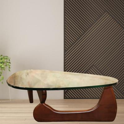 Noguchi style wood & glass MCM coffee table