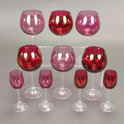 Iridescent cranberry glasses
