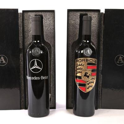 Mercedes Benz & Porsche wine bottles