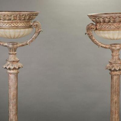 Pair Tuscan Revival floor lamps- 6 foot tall