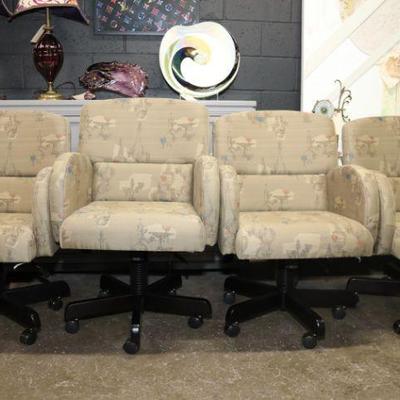 4 Rolling, swivel club chairs