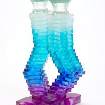 Art Glass Stacked glass candlesticks