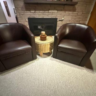 Pair of leather armchairs