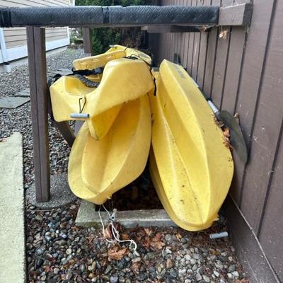 Front view of kayaks