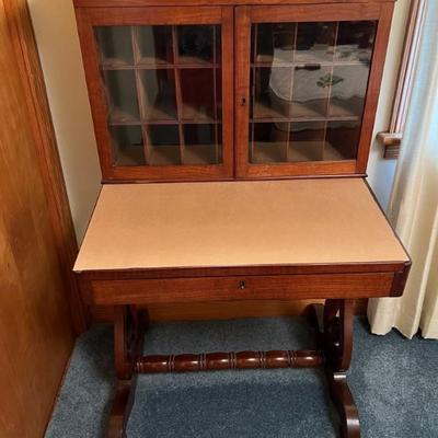 1800’s Empire Style Slant Front desk w/cubby hutch w/wavy glass