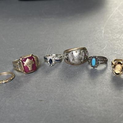 Lot 306 | Rings 14K Masonic Ring 10K Sapphire & More

