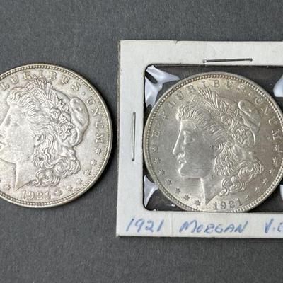 Lot 177 | 2 Morgan Silver Dollars 1921 Philadelphia Mint
