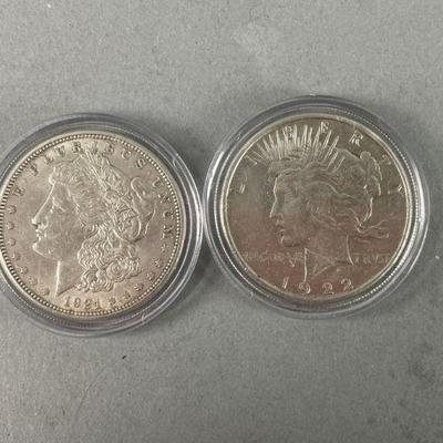 Lot 261 | 1921 Morgan and 1922 Peace Silver Dollars
