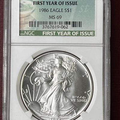 Lot 55 | 1986 Walking Liberty Silver Dollar First Year
