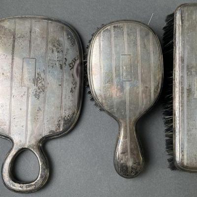 Lot 8 | Vintage Sterling Silver Set Brushes & Mirror
