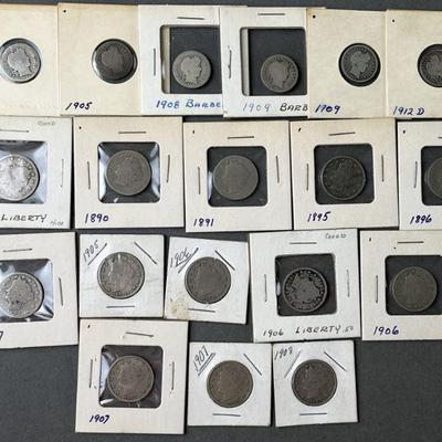 Lot 183 | Barber Silver Dimes & Liberty Nickels 1883-1908
