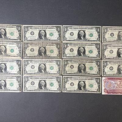 Lot 175 | Vintage 1 U.S. & 2 Canadian Dollar Bills 60s - 80s

