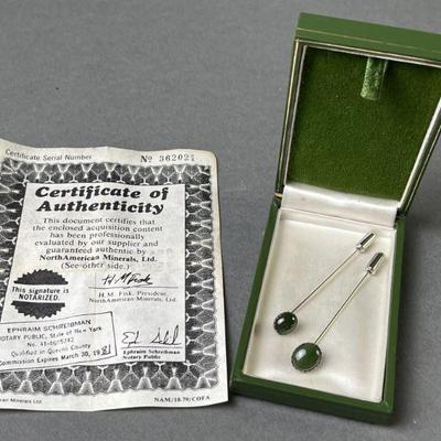 Lot 139 | Pair of Emerald Hat Pins With COA
