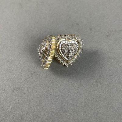 Lot 315 | Diamond Heart Stud Sterling Earrings
