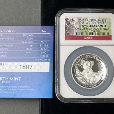 Lot 117 | 2015 Australia Silver Dollar Koala High Relief
