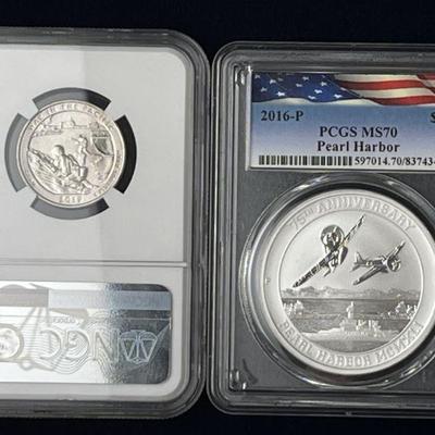 Lot 99 | 2016 Tuvalu Pearl Harbor & 2019 U.S. Quarter
