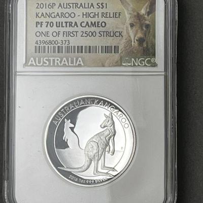 Lot 114 | 2016 Australia Silver Dollar High Relief Kangaroo
