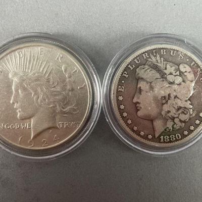 Lot 244 | 1880 Morgan and 1824 Peace Dollars
